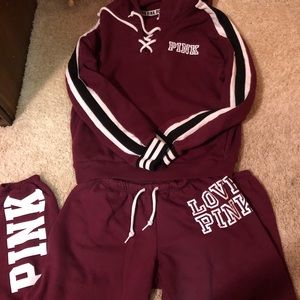 Pink (Victoria secret) burgundy jogging suit